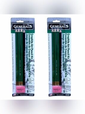 General's Graphite Art Pencil Kit #525BP Extra Smooth SET OF TWO BNIP Made In US